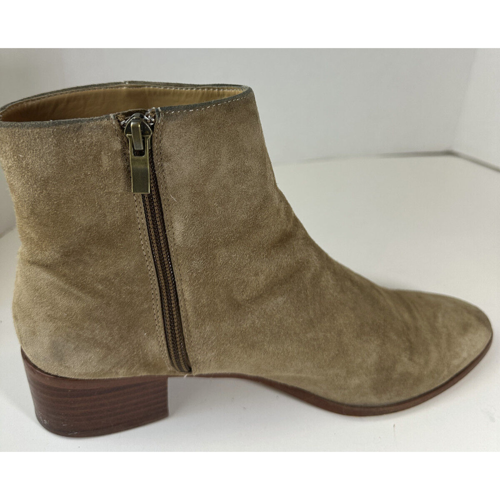 J. Crew Walker Suede Tan Booties Side Zip Ankle Boots AA520 Women's Shoe Size 10 - Picture 7 of 11